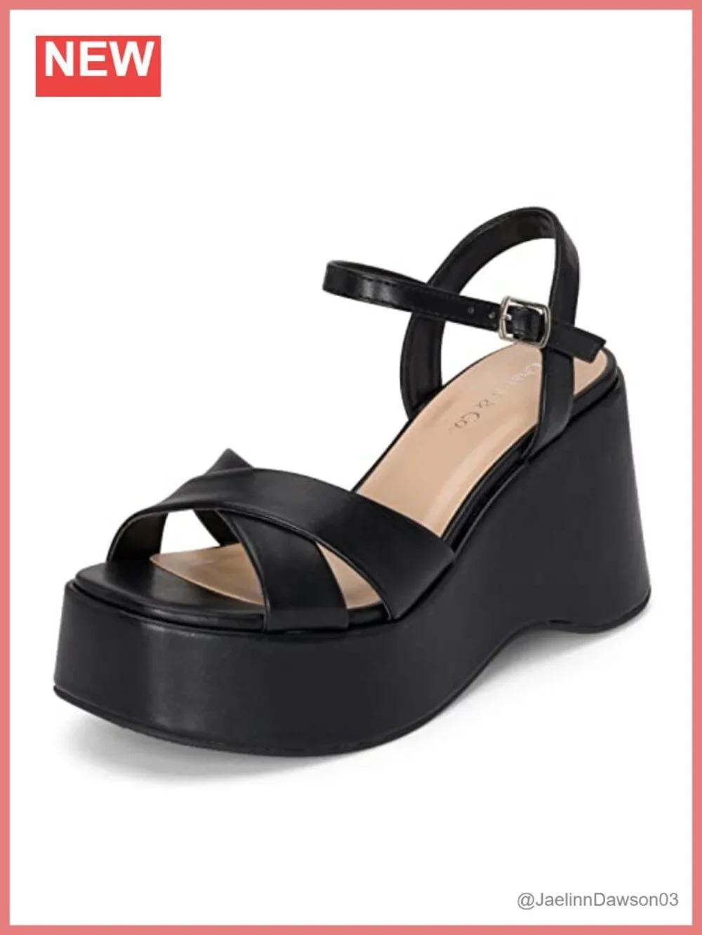 Faux Leather Open Toe Ankle Strap Platform Wedges Heels Sandals